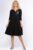 Rochie neagra  A line  midi, cu decolteu traditional si imprimeu floare picturala mărime mare