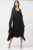 Rochie neagra in colturi, lunga, ampla, din matase naturala, cu detaliu sub bust mărime mare