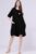 Rochie neagra midi din in cu floare din paiete mate pe piept mărime mare
