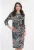 Rochie office din jerse cu print abstract bleumarin-roz marime mare