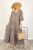 Rochie oversize cu volane si dantela la decolteu, din in bej inchis mărime mare