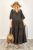 Rochie oversize cu volane si dantela la decolteu, din in maron ciocolata mărime mare