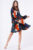 Rochie plisata A-line din satin, cu maneci ample si imprimeu puzzle multicolor mărime mare