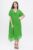 Rochie verde deschis usor asimetrica A-line, din in cu guler si volan din matase, oversize mărime mare
