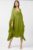 Rochie verde oliv in colturi, lunga, ampla, din matase naturala, cu detaliu sub bust mărime mare