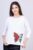 Tricou alb din bumbac, cu maneci 3 4 si imprimeu fluture mărime mare