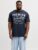 Jack & Jones Plus Tricou barbati, cu decolteu la baza gatului si imprimeu cu text, Bleumarin inchis
