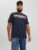 Jack & Jones Plus Tricou la baza gatului, barbati, din bumbac organic, Regular Fit, Bleumarin inchis