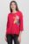 Tricou cu maneca 3 4 din tricot de bumbac cu snur la baza, fucsia cu imprimeu floare stilizata mărime mare