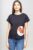 Tricou negru cu panou lateral maci rosii picturali mărime mare