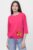 Tricou uni cu maneca 3 4 din tricot de bumbac cu snur la baza, fucsia cu imprimeu fluturi mărime mare