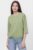 Tricou uni cu maneca 3 4 din tricot de bumbac cu snur la baza, kaki deschis mărime mare