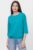 Tricou uni cu maneca 3 4 din tricot de bumbac cu snur la baza, turcoaz mărime mare