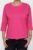 Tricou uni cu maneca 3 4 din tricot de bumbac, fucsia mărime mare