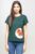 Tricou verde cu panou lateral maci rosii picturali mărime mare