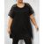 Bluza tip Tricou Ionela, cu insertie din dantela, de vara, pentru femei, marime mare, culoare negru 276